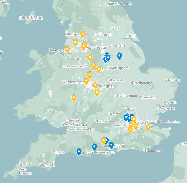 Locations of our research hubs